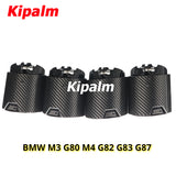 4 PCS Black Carbon Fiber M Performance Exhaust Pipe Muffler Tip Stainless Steel Fits for BMW M3 G80 M4 G82 G83 G87