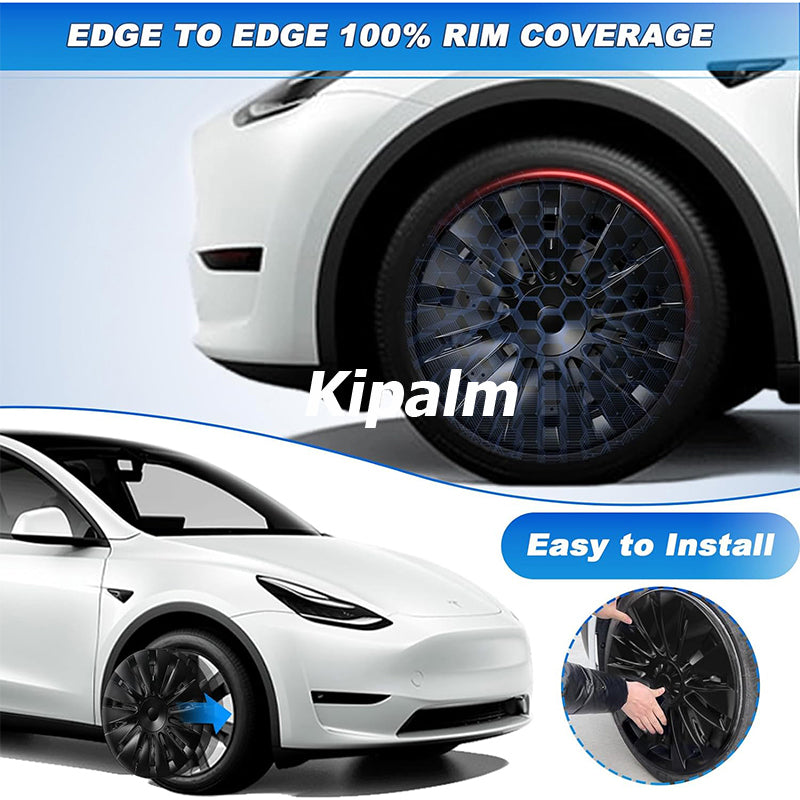 4PCS New Design Tesla 19'' Black Wheel Cover Cap Model Y Full Cover Car Hubcaps