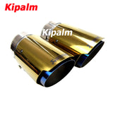 1pc Universal Gold Stainless Steel Exhaust Tip with Burnt Blue Inner Color End Pipe with Akrapovic Logo