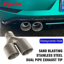 Load image into Gallery viewer, Honeycomb Holes Y Dual Sand Blasting Stainless Steel Exhaust Tail Tips for VW Golf Tiguan R MK7 Golf 6 with No Logo