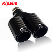 Load image into Gallery viewer, Dual Carbon Fiber + Black Stainless Steel Universal M performance Carbon Fiber Exhaust Tips End Pipes Muffler tips for BMW