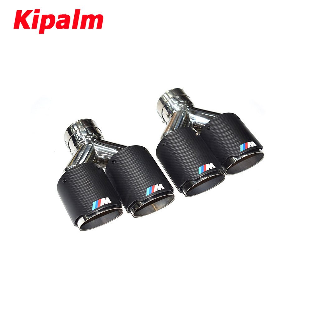 1PC Dual Outlet Straight Carbon Fiber Exhaust Tips 304 Stainless Steel Muffler Pipe with M Logo Tiguan R BMW Audi