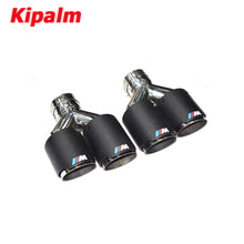 Load image into Gallery viewer, 1PC Dual Outlet Straight Carbon Fiber Exhaust Tips 304 Stainless Steel Muffler Pipe with M Logo Tiguan R BMW Audi