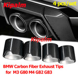 4 PCS Carbon Fiber M Performance Exhaust Pipe Muffler Tip Stainless Steel Fits for BMW M3 G80 M4 G82 G87