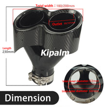 Load image into Gallery viewer, Dual Y Shape Real Carbon Fiber Exhaust Muffer Tailpipe Glossy Black Cover 304 Stainless Steel Exhaust Tip Double End