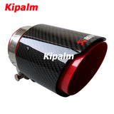 Universal Gloss Carbon Fiber Red Inner Exhaust Pipe Muffler Tips Tailpipe Ends with AK logo