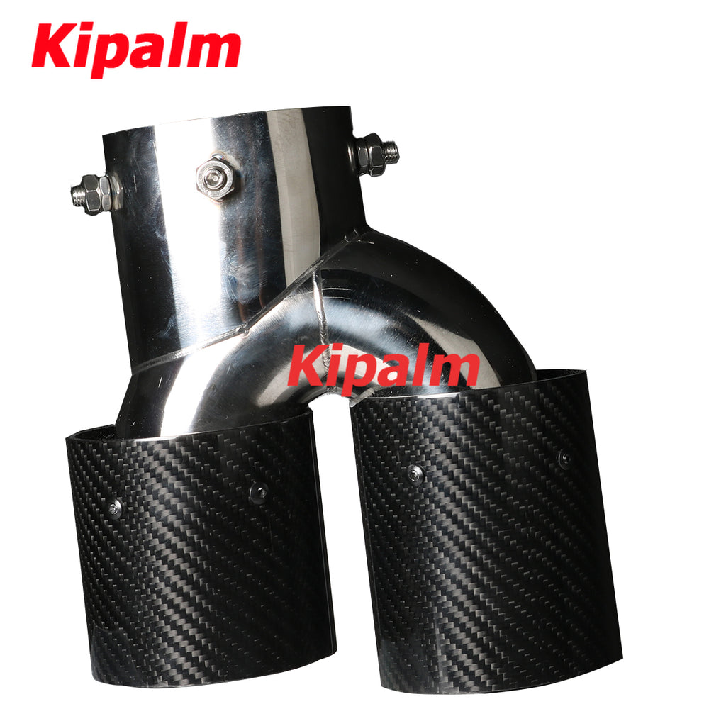 1 Pair Dual Out Carbon Fiber Black Exhaust Pipe for BMW 3 Series G20 Oval Shape Rear Muffler Tip