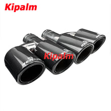 Load image into Gallery viewer, Universal Dual h Type Curly Edge Glossy Black Carbon Fiber Exhaust Muffler Tips Remus End Pipe