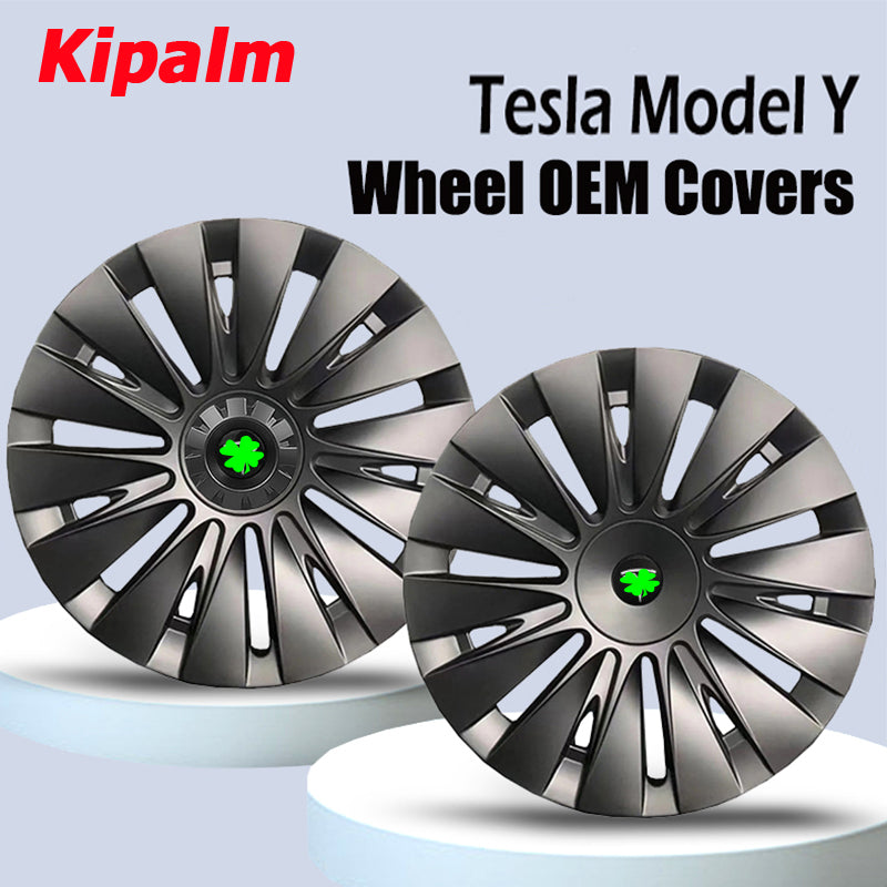 4PCS New Design Tesla 19'' Black Wheel Cover Cap Model Y Full Cover Car Hubcaps