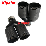 Y Shaped Dual Carbon Fiber + Black Stainless Steel M Performance Carbon Fiber Exhaust Tips End Pipes Muffler Tips for BMW