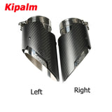 1Pair Porsche Style Slant Cutting Carbon Fiber 170mm Length Exhaust Tips Silver 304 Stainless Steel