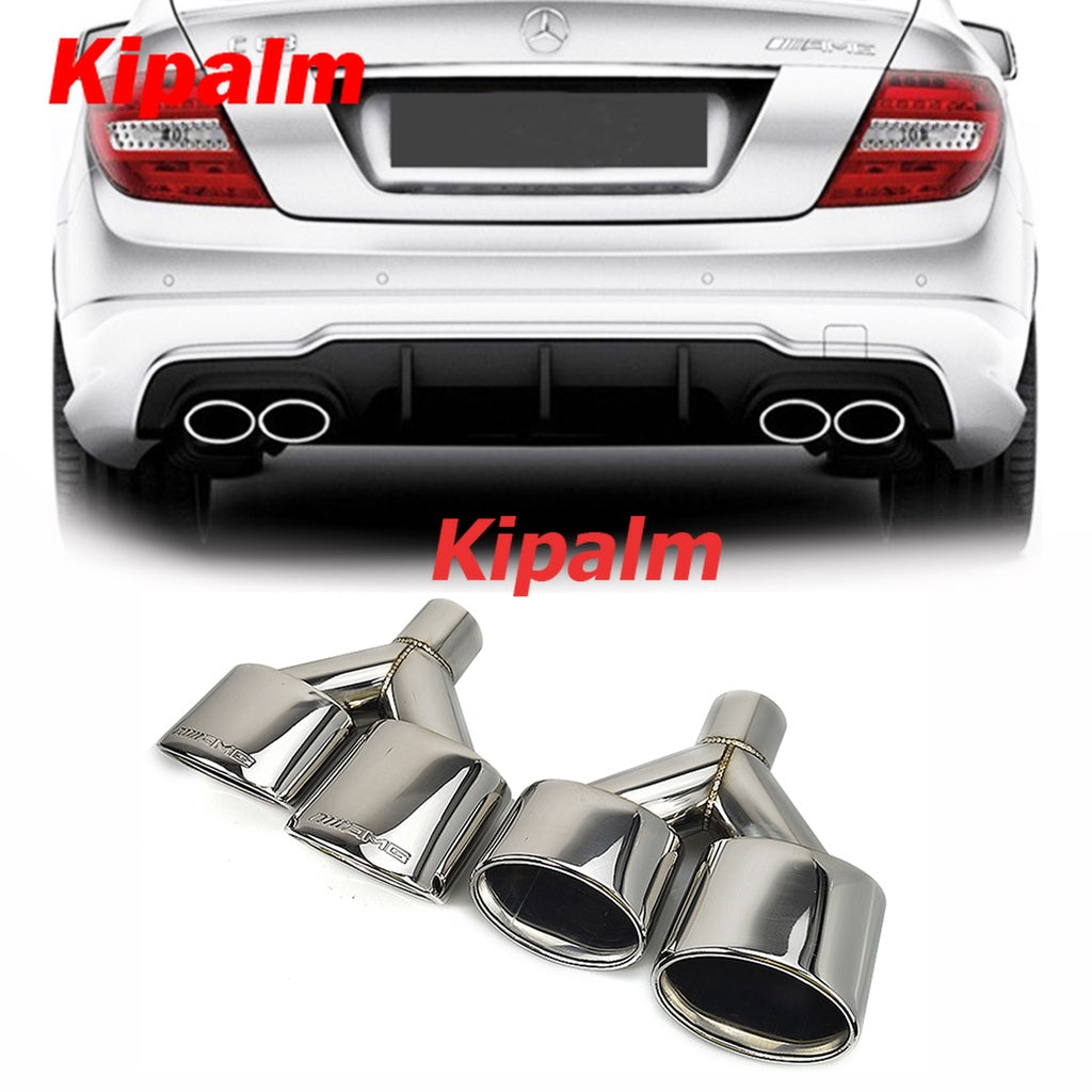 1 Pair Dual Y-Type Oval Exhaust Tip for Benz W204 C-class Modification Muffler Pipe