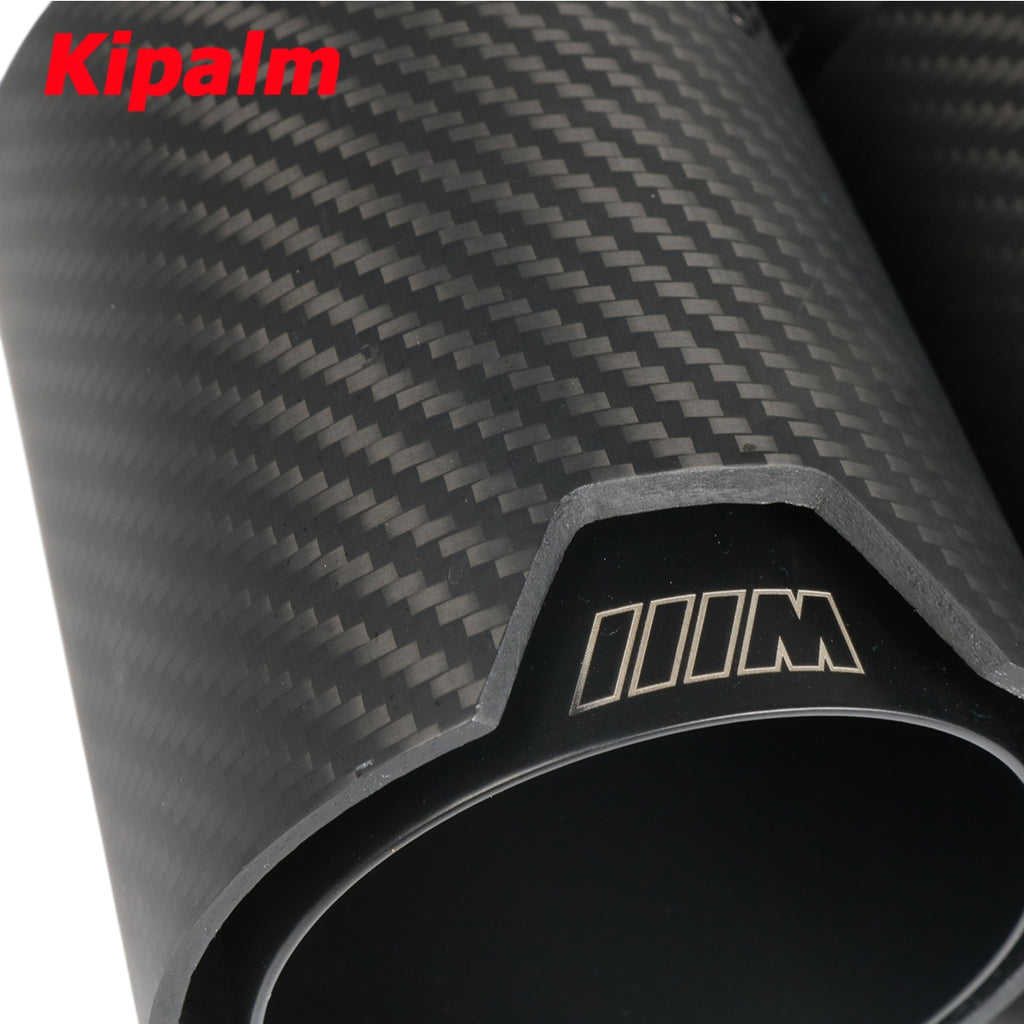 Y Shaped Dual Carbon Fiber + Black Stainless Steel M Performance Carbon Fiber Exhaust Tips End Pipes Muffler Tips for BMW