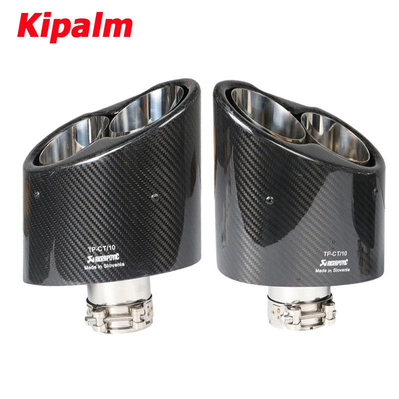 1 Pair Y Style AK Carbon Muffler End Tips Exhaust Pipe for Audi A3 A4 A5 A6 A7 Modify RS3 RS4 RS5 RS6 RS7