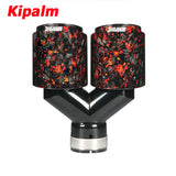 1PC Dual Y Shape Equal Length Red Forged Weave Twin Carbon Fiber Muffler Akrapovic 304 Stainless Steel Gold Foil Exhaust Tip