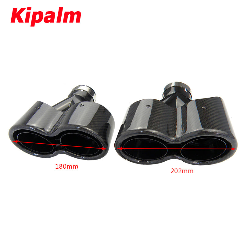 1 Pair Carbon Fiber Muffler Y-Type Conjoined Double Outlet Universal Stainless Black Exhaust Pipe Muffler