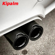 Load image into Gallery viewer, h Style Dual Glossy Carbon Fiber Black Stainless Steel  M Performance Exhaust End Pipes for BMW Modified Tips