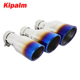 Universal Car Exhaust Pipe Tail Throat Stainless Steel Muffler Tips with Clamp Car Modification Parts Blue Burnt Color