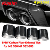 4 Piece/set SandBlasting Stainless Steel Carbon Fiber Exhaut Tip Matte Silver Tail Pipe for BMW M3 G80 M4 G82 G83