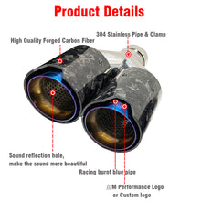 Load image into Gallery viewer, Y Style Dual Forged Carbon Fiber Burnt Blue Stainless Steel  M Performance Exhaust End Pipes for BMW Modified Tips