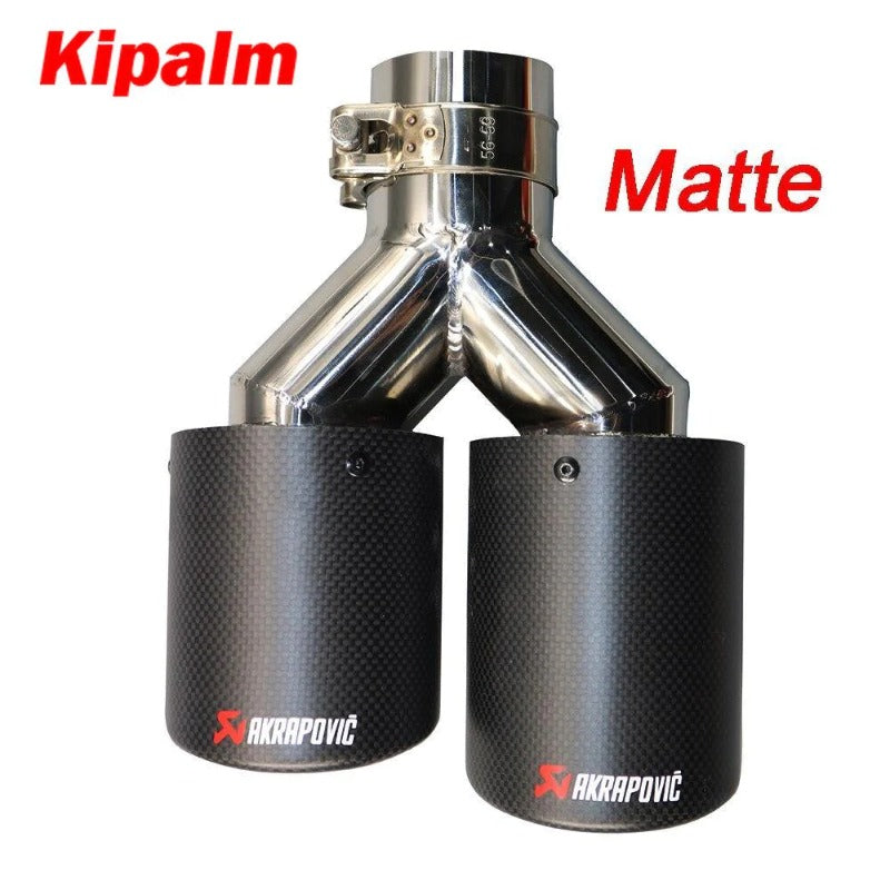 Dual Output Akrapovic Matte Carbon Fiber Exhaust Pipe End Tip for