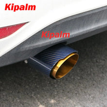 Load image into Gallery viewer, Unique Blue Carbon Fibre Car Exhaust Pipe Muffler Tip Glossy Twill Gloden T304 Stainless Steel Tips