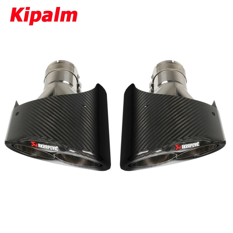 1 Pair Y Style AK Carbon Muffler End Tips Exhaust Pipe for Audi A3 A4 A5 A6 A7 Modify RS3 RS4 RS5 RS6 RS7