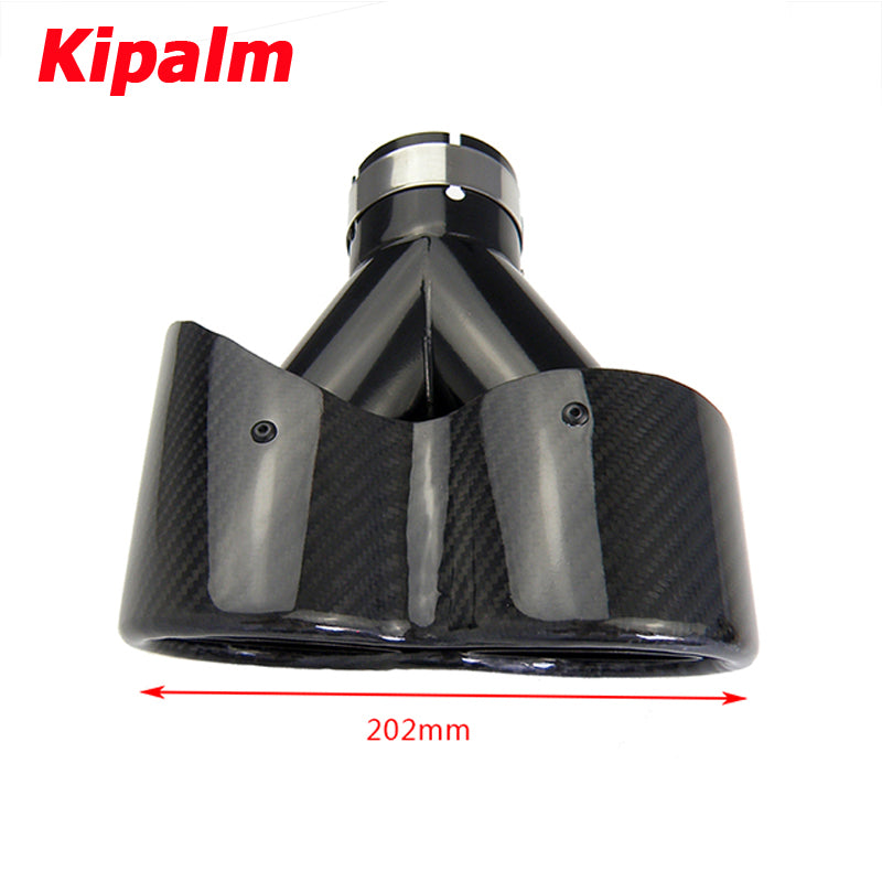 1 Pair Carbon Fiber Muffler Y-Type Conjoined Double Outlet Universal Stainless Black Exhaust Pipe Muffler