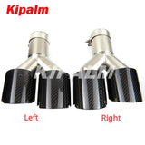 Kipalm Y-shape Dual-outlet Exhaust Pipe Four Slot Glossy Carbon Fiber Cover Stainless Steel Universal Auto End