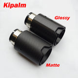 1pcs Universal M LOGO Carbon Fiber Exhaust tips For BMW Performance exhaust pipe Exhaust tips Glossy