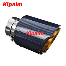 Load image into Gallery viewer, Unique Blue Carbon Fibre Car Exhaust Pipe Muffler Tip Glossy Twill Gloden T304 Stainless Steel Tips