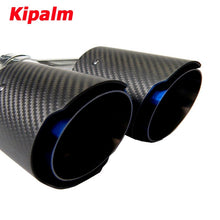 Load image into Gallery viewer, Dual Carbon Fiber Stainless Steel Burnt Blue Universal Auto Akrapovic Type Exhaust Tip for BMW BENZ VW Golf