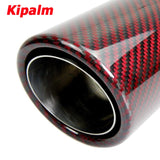 No Logo Angle Adjustable Exhaust Tip Curly Edge Red Carbon Fiber Muffler Tip for Toyota Honda Nissan