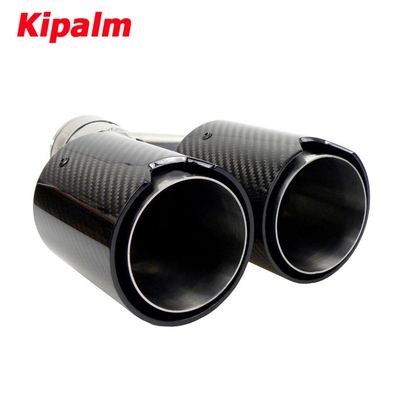 Dual Carbon Fiber 304 Stainless Steel Universal M Performance Exhaust Tips End Pipes Muffler Tips for BMW No Logo
