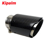 1PC Free Shipping Universal Style Glossy Carbon Fiber + 304 Stainless Steel Exhaust Muffler Tip Without Logo