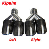 Dual Carbon Fiber Stainless Steel Blue Akrapovic Type Exhaust Tip Double End Pipe for BMW BENZ VW Golf