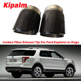 2PCS Carbon Fiber Pipe For Ford Explorer Kuga Escape Muffler Tips Car Exhaust Pipes AK Logo