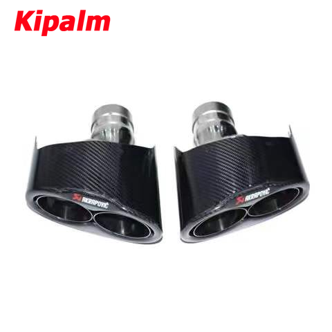 1 Pair Y Style AK Carbon Muffler End Tips Exhaust Pipe for Audi A3 A4 A5 A6 A7 Modify RS3 RS4 RS5 RS6 RS7