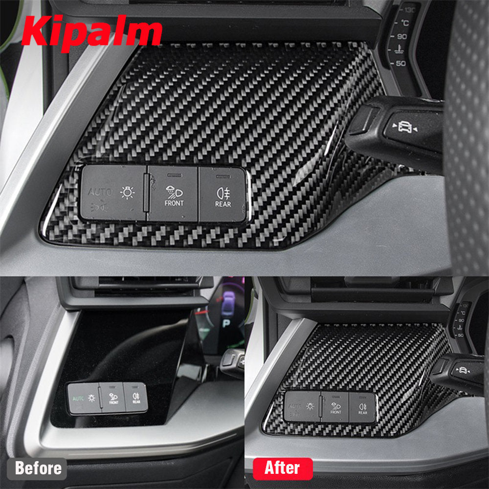 Car Carbon Fiber Interior Stickers for Audi A3 S3 2021-2022 LHD Decoration Frame Cover