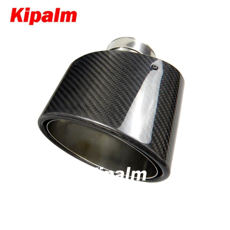 1 Pair Universal Curly Edge BMW Exhaust Pipe Oval Slanted Carbon Fiber Muffler Tip Ford Pipes