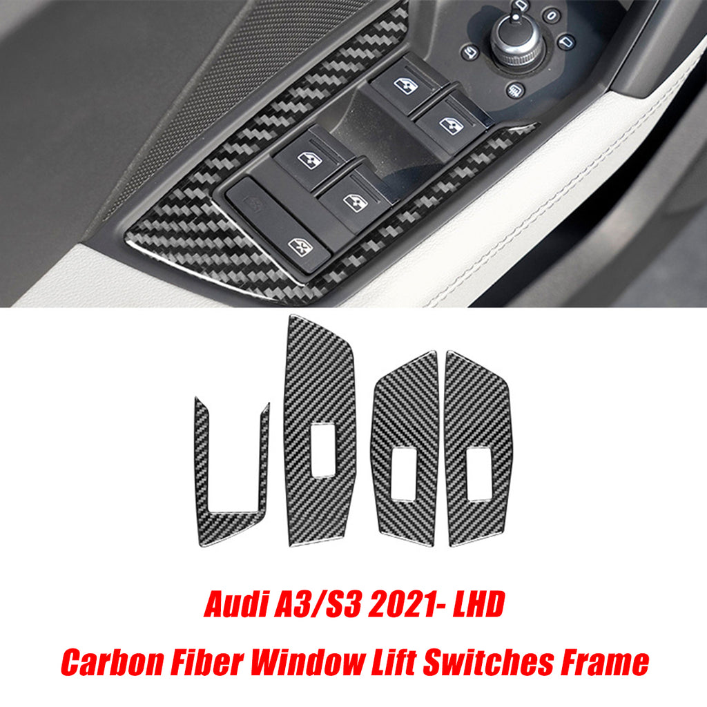 Car Carbon Fiber Interior Stickers for Audi A3 S3 2021-2022 LHD Decoration Frame Cover