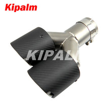 Load image into Gallery viewer, Kipalm Y-style Four Slot Matte Carbon Fiber Cover Stainless Steel Universal Auto Car Exhaust Tip Double End Pipe for Car Tuning