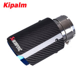 1pcs Universal Akrapovic Carbon Fiber Blue Coated Car Exhaust Pipe Tailtip Carbon Fiber Muffler Tip