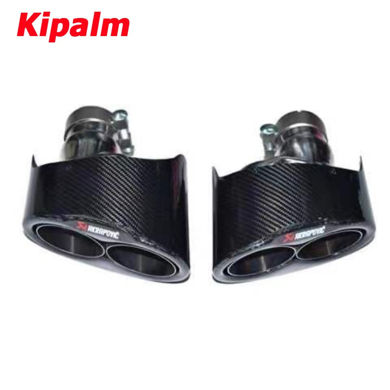 1 Pair Y Style AK Carbon Muffler End Tips Exhaust Pipe for Audi A3 A4 A5 A6 A7 Modify RS3 RS4 RS5 RS6 RS7