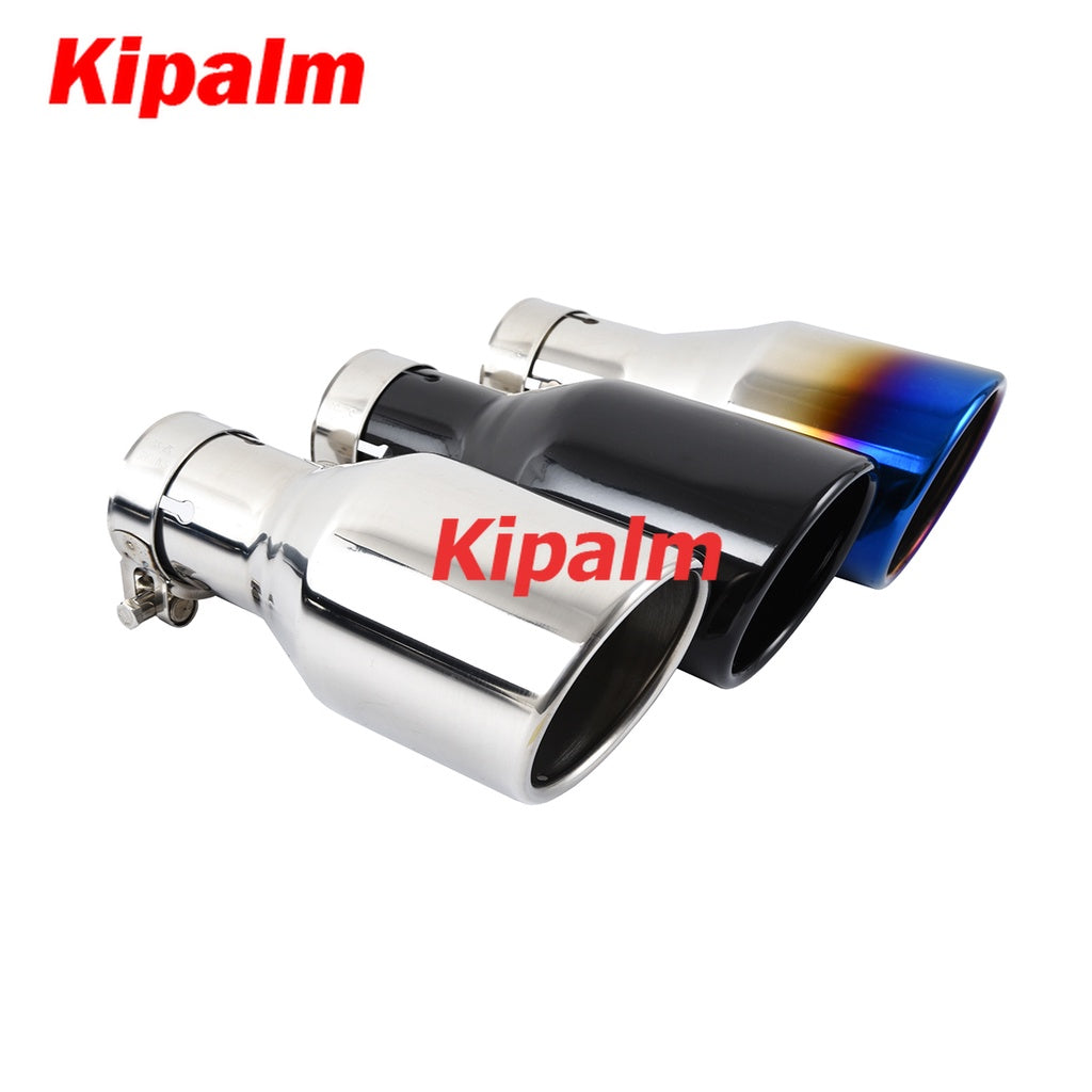 1PC Stainless Steel Slanted Cut Tailpipe Universal Burnt Blue Black Silver Exhaust Pipe Muffler Tips