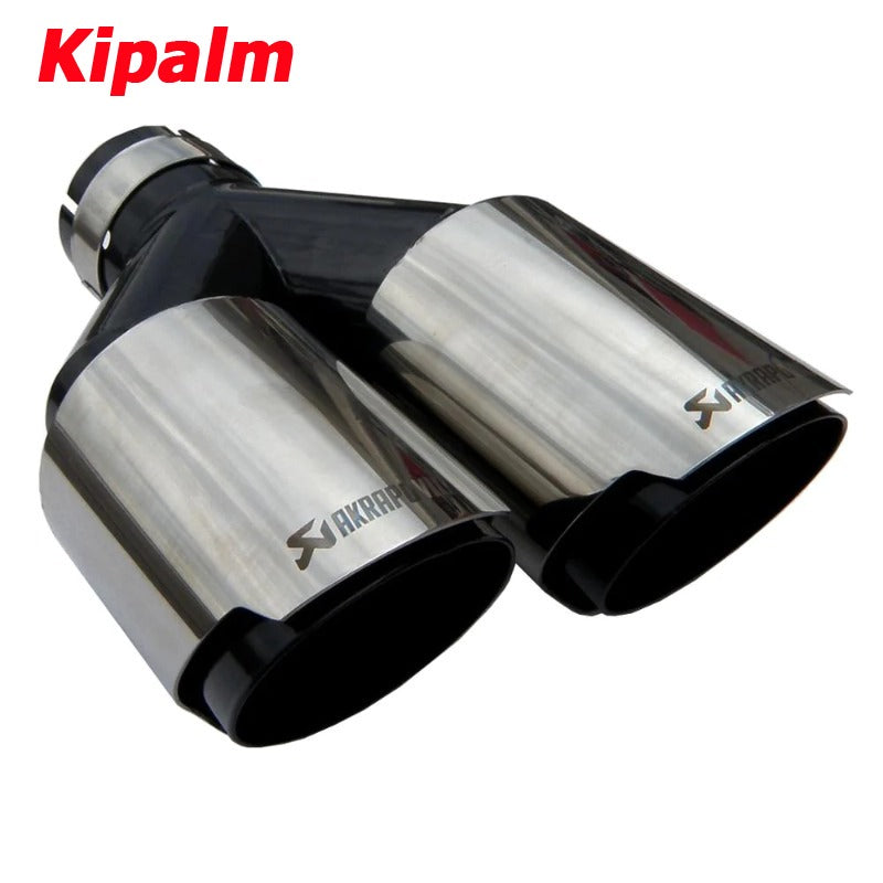 Car Universal Akrapovic Dual Black Stainless Steel Exhaust Tip Double End Pipe for BMW BENZ VW Golf TOYOTA