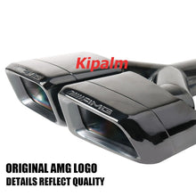 Load image into Gallery viewer, 1Pair Stainless Steel Weld-on Square Dual Exhaust Pipe Mufflers for Benz W212 W204 W221 CLASS E/C/S with AMG Logo