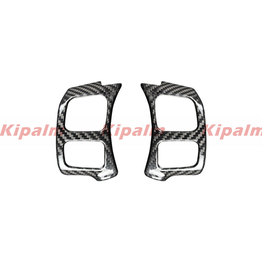 2pcs Stick-on Real Carbon Fiber Steering Wheel Button Frame for Lexus NX IS RC
