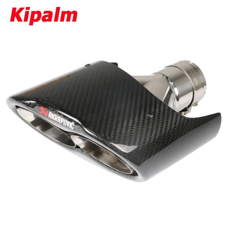 1 Pair Y Style AK Carbon Muffler End Tips Exhaust Pipe for Audi A3 A4 A5 A6 A7 Modify RS3 RS4 RS5 RS6 RS7