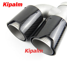 Load image into Gallery viewer, Kipalm h Style Dual Carbon Fiber Sanding Polished Stainless Steel  M performance Exhaust Tips End Pipes Matte Muffler tips fit for Modified BMW